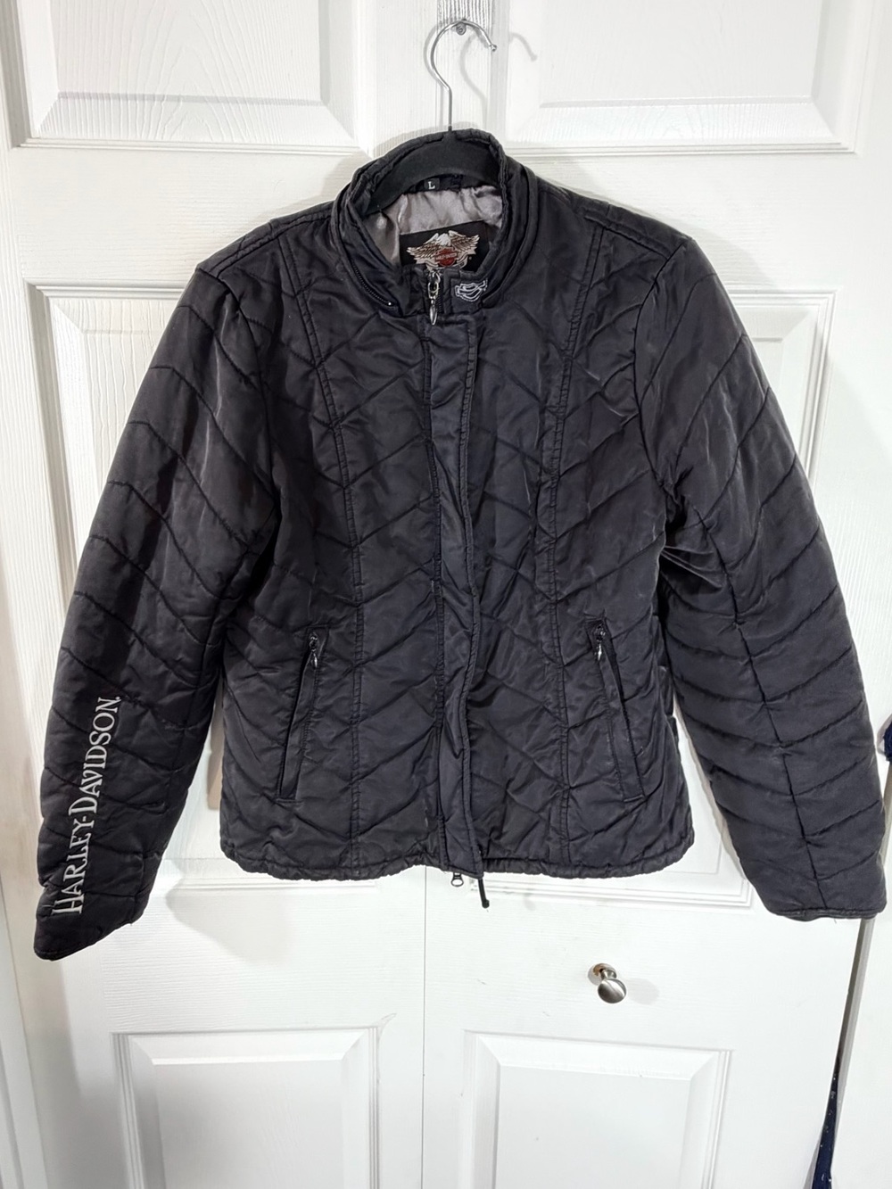 Harley Davidson Womens Quilted Corset Back Jacket Black Large